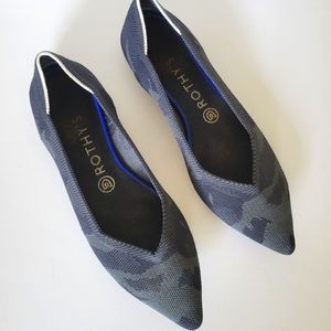 ROTHY’S The Point Flats Gray Black Dark Camo Slip On Knit Washable Shoes 8.5